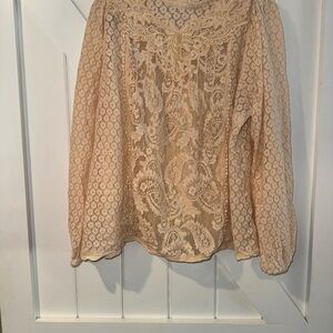 Torrid Lace Blouse in Cream and Brown